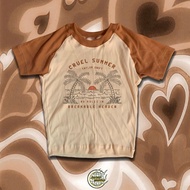 Croptop/baby tee two tone raglan sleeve taylor swift lyrics cruel summer on the palm tree graphic te