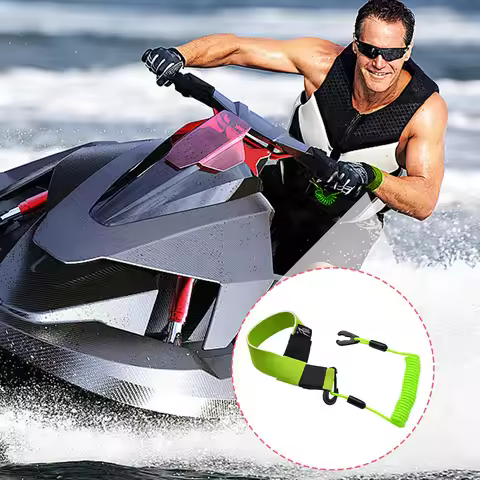 Boat Motor Kill Stop Switch Key Rope Adjustable Jet Ski Safety Lanyard with Buckle Emergency Flameou