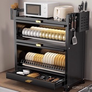 Kitchen Storage Box Draining Rack Bowl and Chopsticks Rack with Door Dustproof Storage Rack Multifun