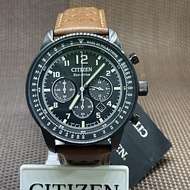 Citizen Eco-Drive CA4505-12E Standard Analog Brown Leather Strap Chronograph Date Men's Watch