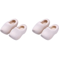 COHEALI Miniature Wooden Shoes - 4pcs Blank Mini House Decor Doll Shoes for Mini House Decor