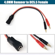 DC5.5*2.1 female to 4mm banana plug Cable DC5.5x2.1 female socket connection Cable 16awg 20cm