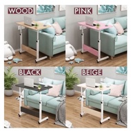 Height Adjustable Bedside Table Laptop Computer Desk with Wheels Convenient Wood Table Meja Komputer
