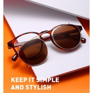 High Quality TR90 Round Clip On  Polarized Sunglasses Metal Spectacle Frame Glasses Sunglass UV400 W