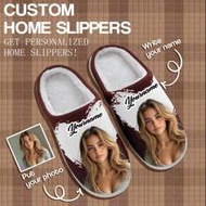 Customized 3D Printed Photo Plush Slippers, Cute Personalized Warm And Comfortable Indoor Home Slipp