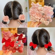 appleinmyeyes Set Flower Hair Rope Bowknot Elastics Hair Ties For Girl Children Cute Rubber Bands Di
