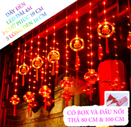 Dây Đèn Rèm Lồng Đèn Đỏ - Chữ Phúc May Mắn Trang Trí TẾT Trang trí Nhà Ban Công Sân Vườn... Có Chế Đ