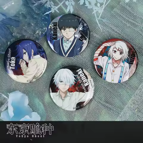 58mm New Hot Anime Tokyo Ghoul Ken Kaneki JUZO SUZUYA REI Touka Kirishima Cosplay Badge Fashion Birt