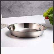 I Thickened Stainless Steel Disc Cake Plate Cold Rice Noodles Plate Commercial Large Flat Plate Deep Plate Tray Steamed