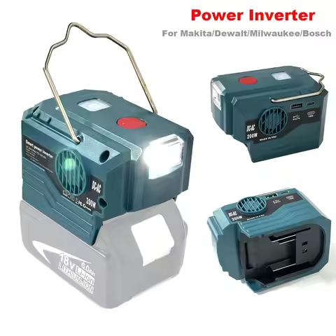 NEW AC220V Output Inverter Power Supply Adapter LED Light For Makita/Dewalt/Bosch/Milwaukee 18V Li-i