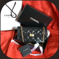 Chanel Le Boy Ghw Black Quilted Caviar Woc Wallet On Chain Sling Bag