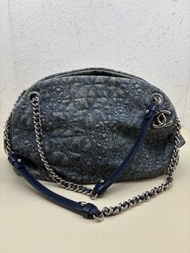 Chanel香奈兒 16開 丹寧牛仔山茶花鏈條單肩包托特tote包 35cm