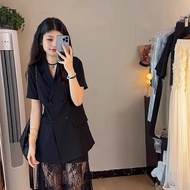 AIYITI | Bộ váy đen cỡ lớn mùa hè cho nữ Áo vest và chân váy midi ren thời trang hai mảnh thường ngà