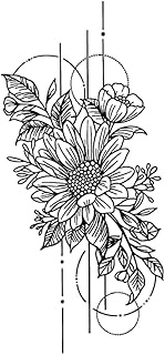 Temporary Tattoos,Flower HC-KT-36,Flower Tattoos,Water-Resistant,Real Tattoo Look,Lasts 1-2 Weeks,Re