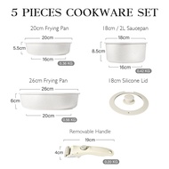 GiPP 3/5/11 Piece Non-Stick Cookware Set Removable Handles Induction Kitchen Set Suitable for all co