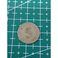Syiling Lama Malaysia 5 sen 5 cent Coin 1968.