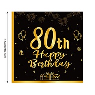 Happy 18th 21th 30th 40th 50th 60th Birthday Black Gold Napkins 20Pcs Party Napkins 70th Birthday Na