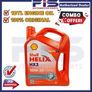 FIS Engine Oil Shell Helix HX3 20W50 4Liter lubricant For Car High Mileage Proton Wira Saga Iswara P