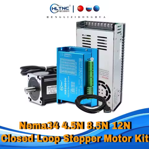 HLTNC 4 Axis Nema34 4.5N 8.5N 12N Closed Loop Stepper Motor + HBS86H HBS860H Encoder DC Motor Driver
