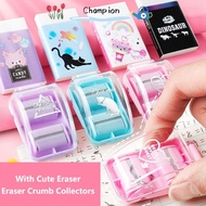 CHAMPIONO Eraser Dust Cleaner School Office Supplies With Cute Eraser Manual Creative Stationery Des