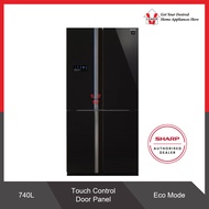 SHARP SJF104VGBK 740L J-TECH INVERTER GLASS BLACK FRIDGE 4 DOORS