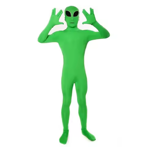 Green ET Kids Cosplay Costume Jumpsuit Adult ET Alien Mask Full Set Halloween Party Masquerade Bodys