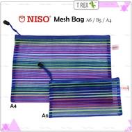 Niso Zip Bag A4 B5 A6 Mesh Bag / Document Zipper Bag / Stationery Zip Pouch / File Bag Pencil Bag