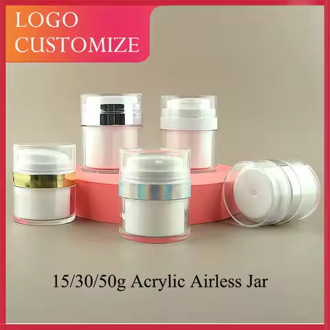 5/10/20/50pcs New Cream Jar Acrylic Airless Pump Bottle 15/30/50g Vacuum Dispenser Lotion Cream Trav
