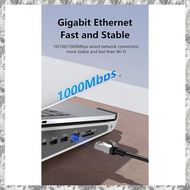 [I O J E] USB-C MST HDTV 4K 60Hz Laptop Hub Adapter 7 Ports with Type C Network Card Aluminum Stand 