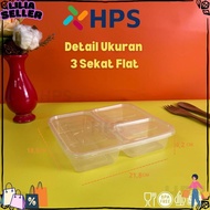 Thinwall Bento 3 Compartments FLAT Plastic Food Container Premium Catering Lunch Box Storage Contain