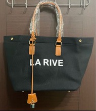 LA RIVE黑色帆布托特包