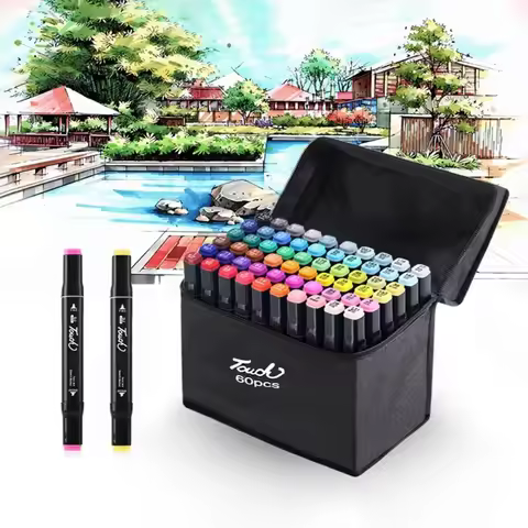 24-80 Color Acrylic Marker MW Dual Tip For Art Cards,Drawing Colored,Writing with Black Canvas Bag A