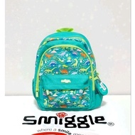 (ORIGINAL) Smiggle Cloud Nine Junior Backpack TK/SD School Backpack) - Green Dino