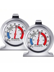 2入組冰箱溫度計，-30〜30°C / -20〜80°F，經典冰箱溫度計大表盤，紅色指示器溫度計，適用於冰箱冷凍庫