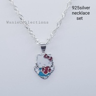(D1989)*ready stock*original 925silver necklace + pendant(rantai silver + loker)