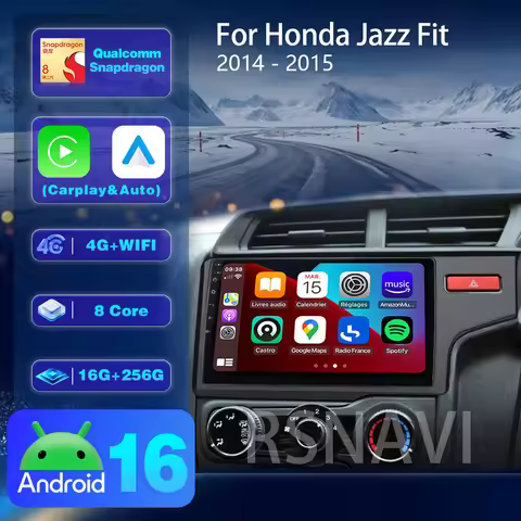 RSNAVI Android 16 For Honda Jazz 3 2015-2020 Fit 3 GP GK 2013-2020 Snapdragon Car Radio with Wireles
