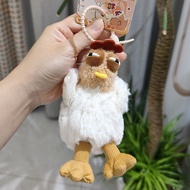 CHARM WORLD White Silly Chicken Plush Keychain Bag Handphone Lucky Pedant Accessories Cute