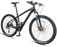 Fashionable Simplicity Hardtail Mountain Bike 27.5 Inch Big Wheels Mountain Trail Bike Carbon Fiber Frame Mens Women All Terrain Mountain Bike Gold 30 Speed (Color : Blue, Size : 27 Speed)