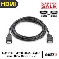 [Clearance] 1.5m High Speed HDMI Cable with High Resolution (Premium Quality &amp; Original) | HDMI1.5M (with Ethernet, 30V)