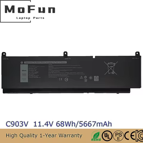 Original C903V 447VR PKWVM CR72X 11.4V 68Wh Notebook Battery for Dell Precision 7550 7750 Series