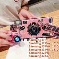 Case For Samsung Galaxy J7 Pro J7 2017 Samsung J3 Pro Samsung J5 Pro J2 Core Samsung J2 Pro Retro Camera lanyard Casing Grip Stand Holder Silicone Phone Case Cover With Camera Doll