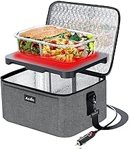 Aotto Portable Oven Electric Lunch Box Food Heater - 12V 24V 2-in-1 Car Food Warmer, Heated Lunch Bo