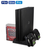 PS4/PS4 Slim/PS4 Pro Vertical Stand with Cooling Fan Cooler Dual Controller Charger Charging Station for Playstation 4