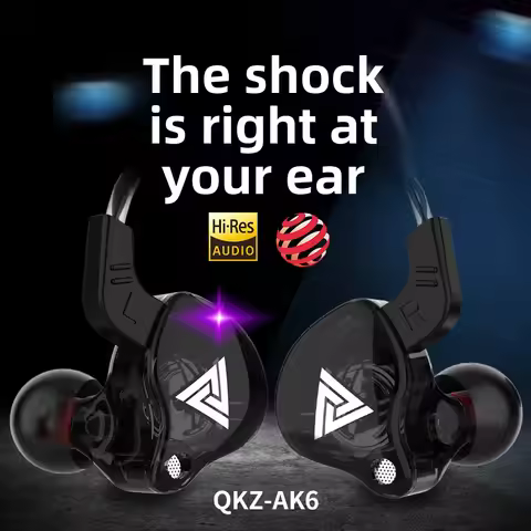 QKZ AK6 Sports Earphones In-Ear Wire Control with Wheat Heavy Bass Mobile Phone Earphones Magic Soun