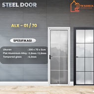 PINTU Kamar Mandi Aluminium 200x70 Full Kaca / Pintu + Kusen + Handle fullset Anti Karat full kaca minimalis Tebal Kuat Kokoh Termurah Kuakitas Terjamin garansi