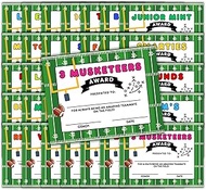 Football Team Candy Bar Awards 35pk 8.5x11โ Each Unique Funny Superlatives Achievement MVP Certifica