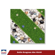 Keramik Lantai Glossy Motif Rumput Batu Estilo Ecograss Abu 40x40