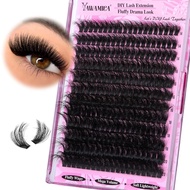 Yawamica Fluffy Eyelash Cluster Thick 200D Curling Eyelash Cluster 14-20mm Slim Single Eyelash D Clu