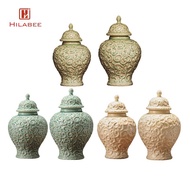 [UsusexaMY] Porcelain Ginger Jar Ceramic Tea Canister Tin Table Centerpiece Temple Jar Floral Arrang