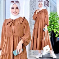 Midi dres crincle rubiah / Midi dres crincle rubiah import / Midi dres crincle rubiah busui / Midi dres crincle rubiah ori / Midi dres crincle rubiah kancing depan Midi dres crincle rubiah ld 130 / Midi dres Ursgiri